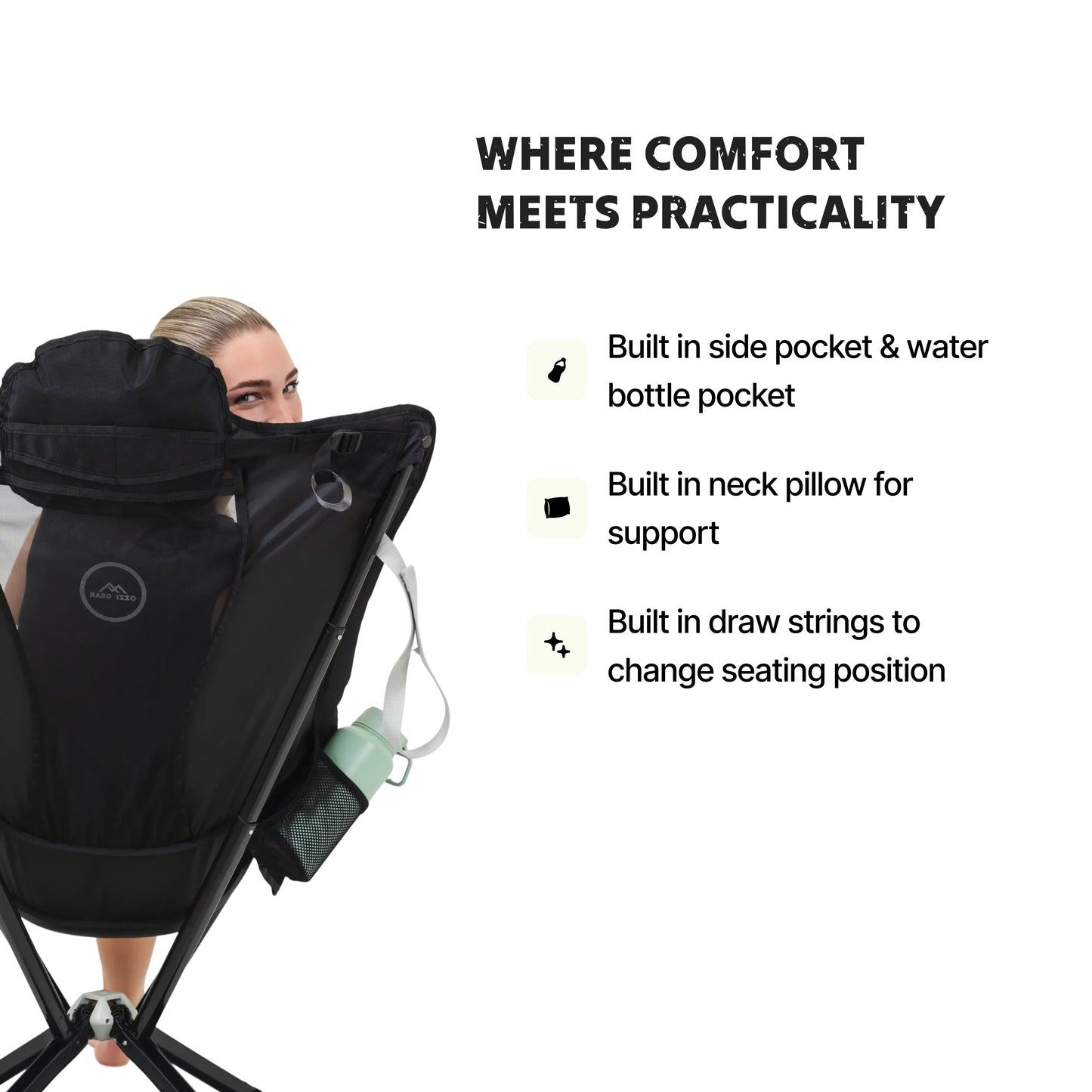 Ozzi Outdoor Lounger — 5-Second Setup, 3kg, 170kg Rated